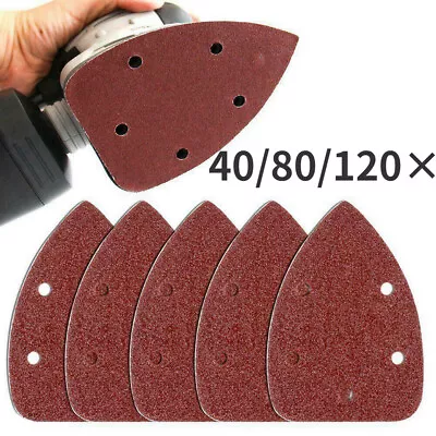 40pcs Sanding Sheets Hook & Loop Mouse Sanding Pads Sander Paper Triangle Discs • £8.49