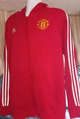 Adidas Manchester United Soccer Red Raglan Full-Zip Long Sleeve Hoodie Men's XL • $28