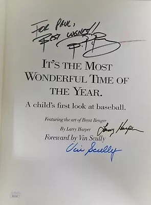 It's The Most Wonderful Time Of The Year Signed Book Vin Scully Larry Harper JSA • $574.99