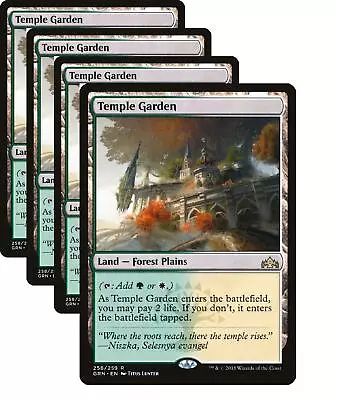 Magic MTG Guilds Of Ravnica 4x PLAYSET Temple Garden NEAR MINT (NM) • $46.95