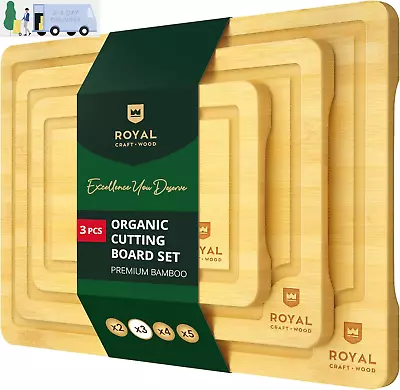 ROYAL CRAFT WOOD Cutting Boards For Kitchen - Bamboo Cutting Board Set Of 3 Cut • $20.22