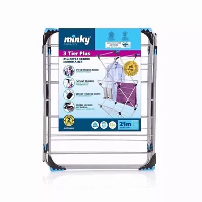 Minky Plus 21m 3 Tier Indoor Clothes Airer - Silver • £39.99