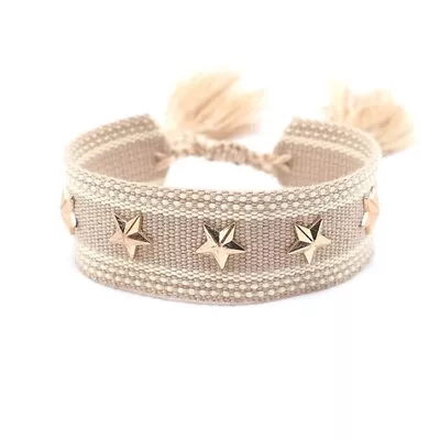 Colorful Cotton Rope Bracelet Star/Heart Embellishment Woven Bangle Hand Jewelry • £5.92