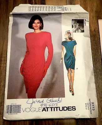 VTG Vogue Attitudes Sew Pattern 2773- Tom & Linda Platt Designers Size 81012 • $19.99