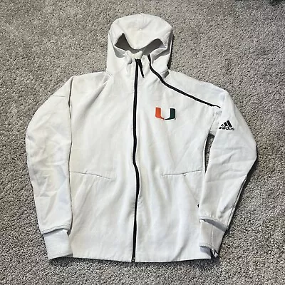 Miami Hurricanes NCAA Adidas Men's White  Z.N.E. Performance Zip Hoodie Medium • $19.95