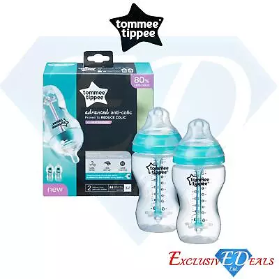 Tommee Tippee Twin Pack Anti-Colic 3Month+ Baby Bottles 340ml Heat Sensing  • £13.95