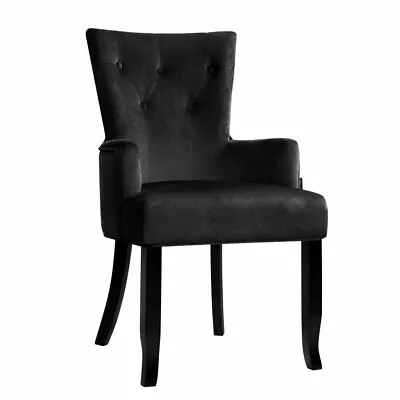 New Dining Chairs French Provincial Chair Velvet Fabric Timber Retro Black • $137.95