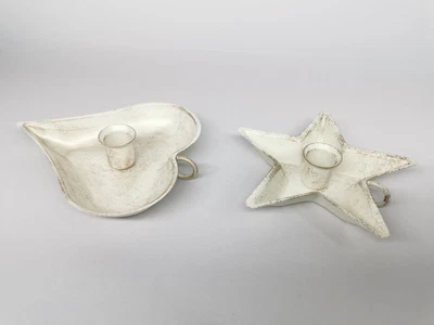£11.16 • Buy  Distressed Taper Candlestick Candle Holders Set Of 2 Metallic Chamberstick Tape