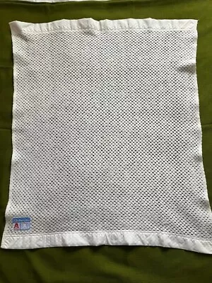 £17.99 • Buy Cellular Baby Blanket Vintage Mothercare   White Satin Trim Pram Carrycot
