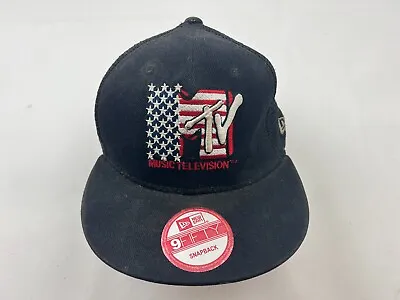 VINTAGE Mtv Music Hat Cap Snapback New Era Black Adjustable Adult Mens 90s USA • $15.02