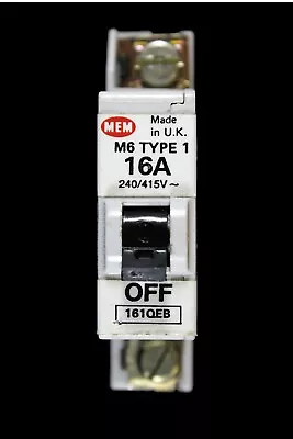 Mem 16 Amp Type 1 M6 Mcb Circuit Breaker 161qeb • £7.90