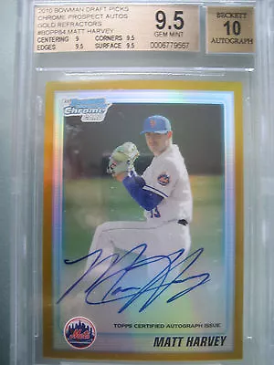 2010 Bowman Chrome Gold Refractor Matt Harvey Rookie Rc /50 BGS 9.5 Auto 10 • $226.48