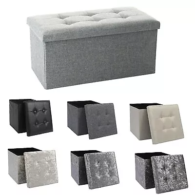 Ottoman Storage Seat Stool Trunk Toy Chest Bedding Or Blanket Box Folding Bench  • £35.99