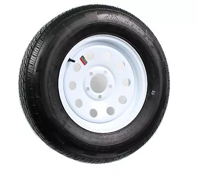 Radial Trailer Tire On Rim 205/75R-15 5 Lug 4.5 Center White Wheel Modular LRC • $138.97