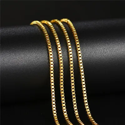 $4.70 • Buy 1.2-3mm Stainless Steel 18K Gold Plated Women Men Box Chain Necklace 16-32''