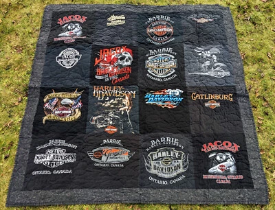 $200.94 • Buy Harley-Davidson Motorcycles Quilted Blanket Throw T-Shirt Patchwork Blanket RARE