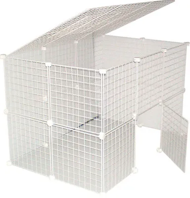 £49.95 • Buy White Cat Kitten  Large Indoor Run Play Pen Cage Metal Grid Cube New Uk