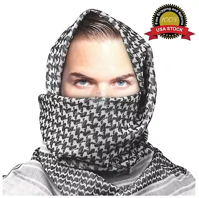 Shemagh Arab Keffiyeh Military Tactical Shawl Wrap Scarf Desert Army Scarves GRY • $12.49