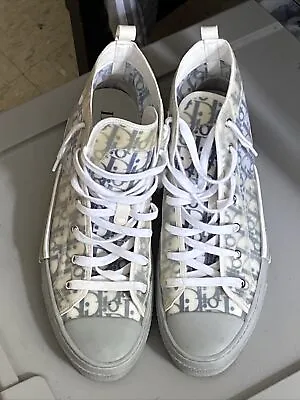 DIOR Men’s B23 Logo Oblique Canvas High Top Sneakers White Size 45 / 12 US $1200 • $580