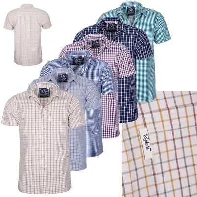 Men's Cotton Short Sleeve Shirts Country Check Rydale Casual Shirt • £16.99