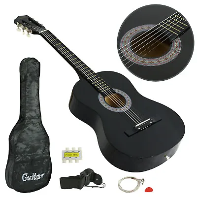 38  Full Size Acoustic Guitar Adult Kids Beginners Black Guitar With Guitar Pick • $43.58
