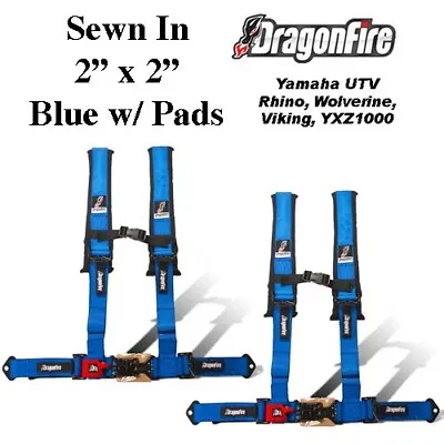 $219.99 • Buy 2 Yamaha UTV Dragonfire H-Style 4 Point Sewn In Style Harness Blue 2  W/Pads