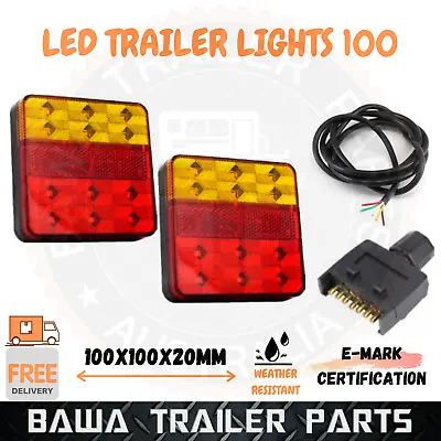 $43.95 • Buy Led Trailer Tail Lights Bolt On Truck Boat 7 Pin Flat Plug Adaptor 5 Core Cable