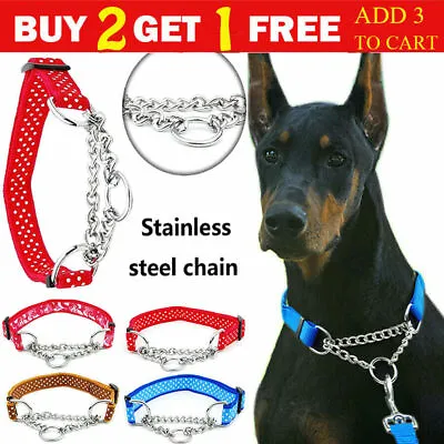 STRONG TRAINING TRAINER DOG COLLAR ADJUSTABLE SEMI HALF CHOKE CHOKER CHAIN Metal • £7.23