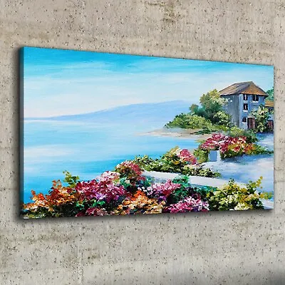 Canvas Print 100x50 Oil Painting Seascpae Picture Wall Art Framed Decor  • £57.95