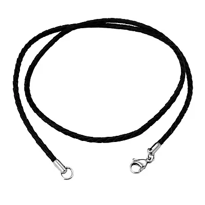 20  Unisex Black Leather Twisted Braided Rope Cord Necklace For Men Women • $4.99