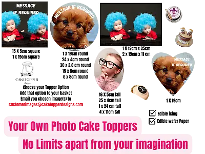 Your Own Custom Photo Edible Birthday Cake | Cupcake Toppers • £5.04