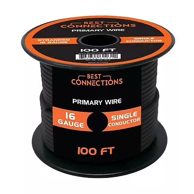 16 Gauge Car Audio Primary Wire (100ft–Black)– Remote Power/Ground Electrical • $10.86