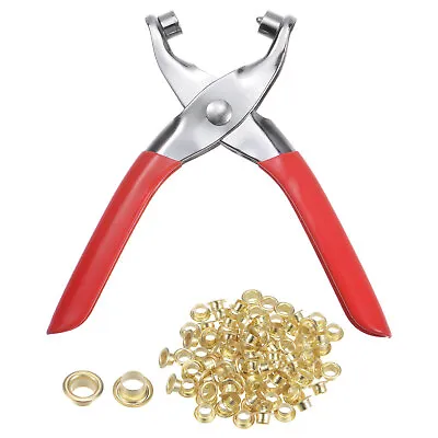 Grommet Eyelet Plier Set 100 Sets Metal Eyelets Tool Kit Golden • $13.41