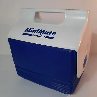 Igloo MiniMate Lunch Box Cooler 1996 Vintage Blue & White Flip Top USA • $15.95