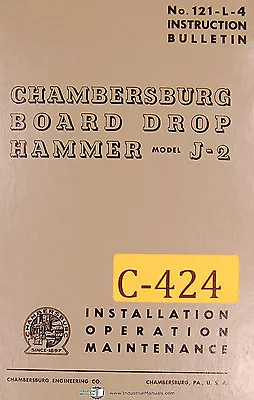 Chambersberg J-2 Board Drop Hammer Instructions And Parts ListsManual • $69