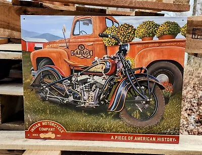 INDIAN MOTORCYCLE TIN SIGN PIECE OF AMERICAN HISTORY Biker Garage Vintage Chief • $21.73