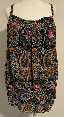 A SHORE FIT! Woman's Plus 20W Tummy Seperates Colorful Paisley Print Mesh Tank • $12.99