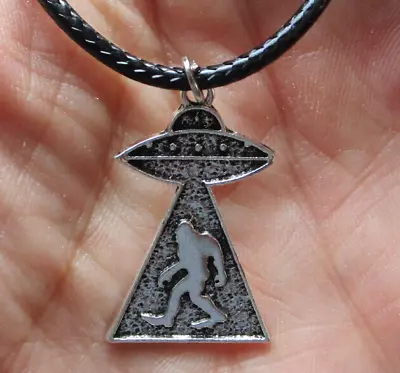 BIGFOOT & UFO 19  Minimalist Necklace Quarter Size Charm Sasquatch Walking • $5.99