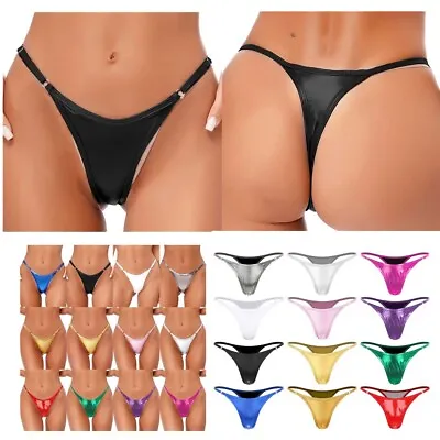 Womens Low Rise Thong G-String Metallic Panties T-back Bikini Briefs Lingerie • $8.38