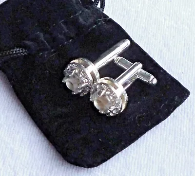 £17.33 • Buy Hand Made Limited Edition Cufflinks Glass Diamante Silver Plated Handmade H10