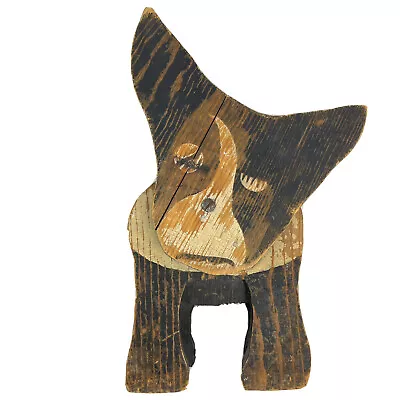 VTG Rustic Handmade Stacked Wood Folk Art Dog Animal Figurine Sculpture Decor • $28.98