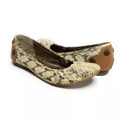 B. MAKOWSKY Rose Women's Snake Embossed Leather Ballet Flats 7M MSRP $110 • $23.99