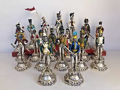 Vintage Italian Set 20 Pcs. Military Figurines 800 Solid Silver Hand Painting. • $12900