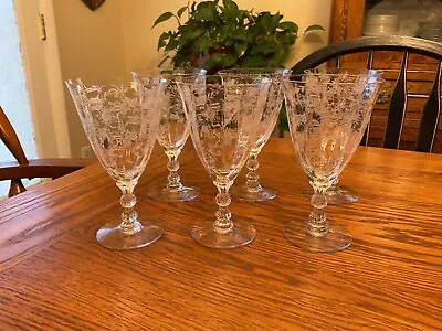VTG Fostoria Chintz Low Water Goblet 6 1/4   Or Wine Glass Stems • $75