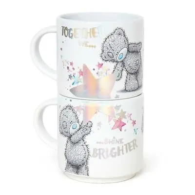 Me To You Tatty Teddy Shine Brighter Stackable Mugs Gift Set Of 2 Ceramic New • £12.99