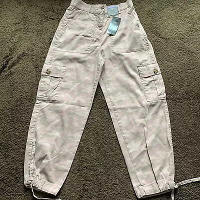 £13.99 • Buy BNWT M&S Ladies Size 8, Pink Multi 1/2 Elasticated Cargo Trousers With Stretch