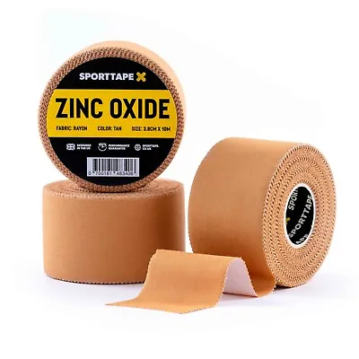 £17.99 • Buy 3 ROLLS - SPORTTAPE Zinc Oxide Tan Tape - 2 Sizes - Ankle Strapping Blister Tape