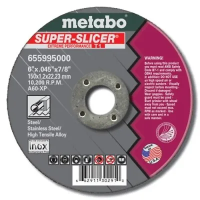 Cutting Wheel 6 In Dia .045 In Thick 7/8 In Arbor 60 Grit Alum. Oxide • $29.63