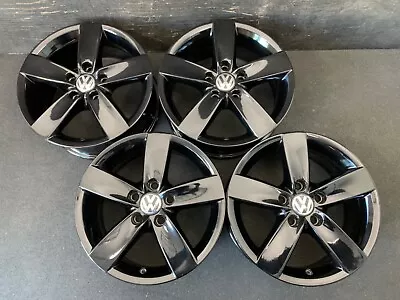 (4) VW Volkswagen Jetta Gloss Black Powder Coat Wheels Rims + Caps 16  Hol.69957 • $695