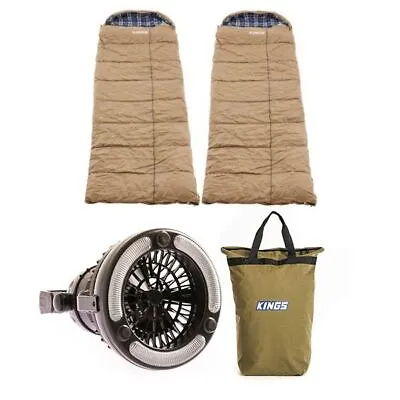 2x Premium Sleeping Bag -5°C + Doona Pillow Canvas Bag + 2in1 LED Light & Fan • $252.90